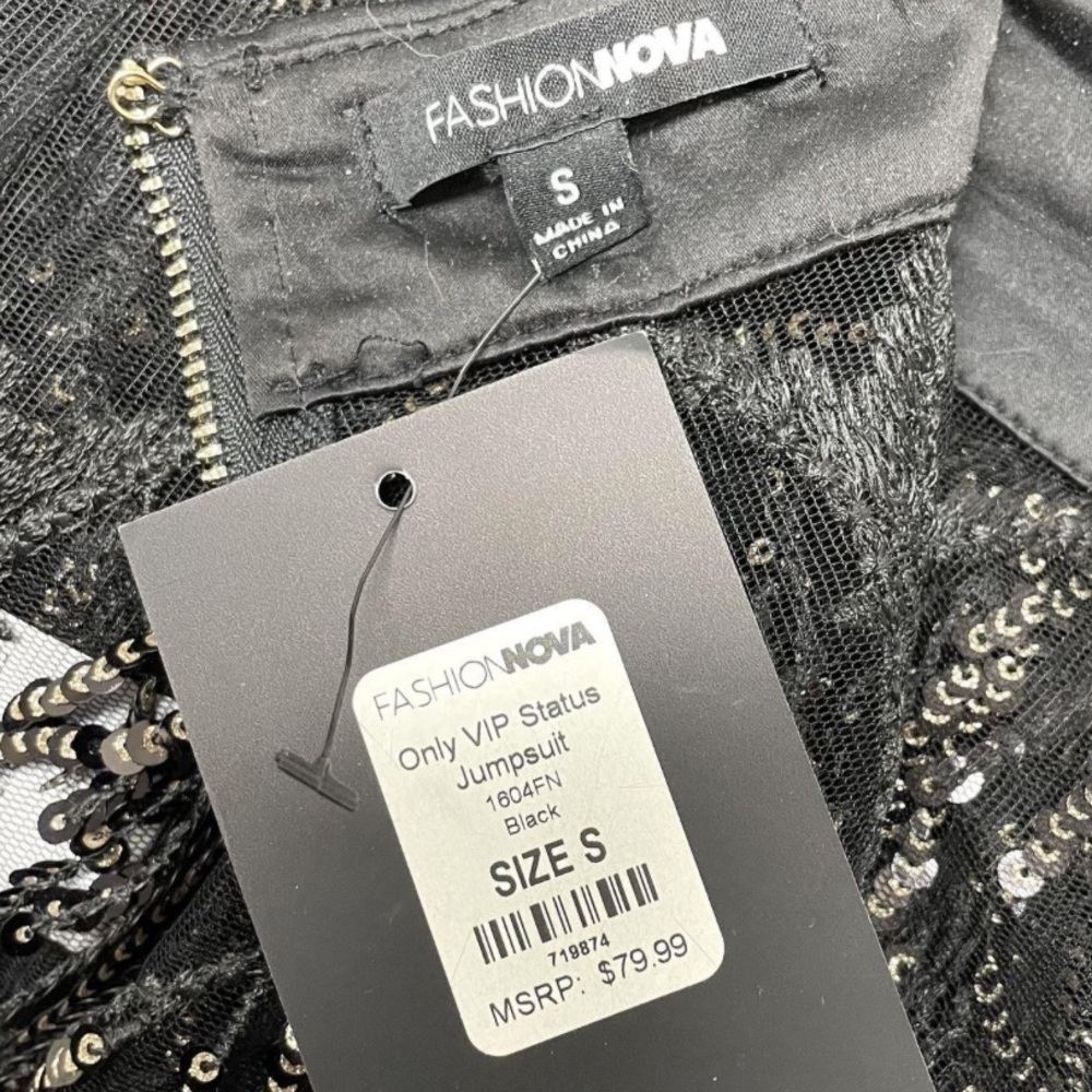 Fashion Nova black Only VIP Status jumpsuit NWT size S - Picture 6 of 6